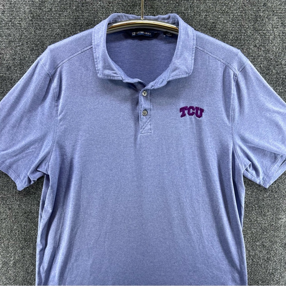 Cutter & Buck TCU Horned Frogs Shirt Medium Purple Short Sleeve Polo Embroidered